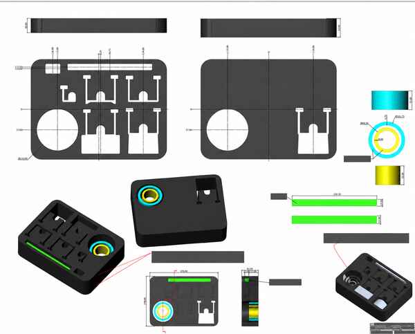 Redacted technical layout drawing for a custom EVA case insert