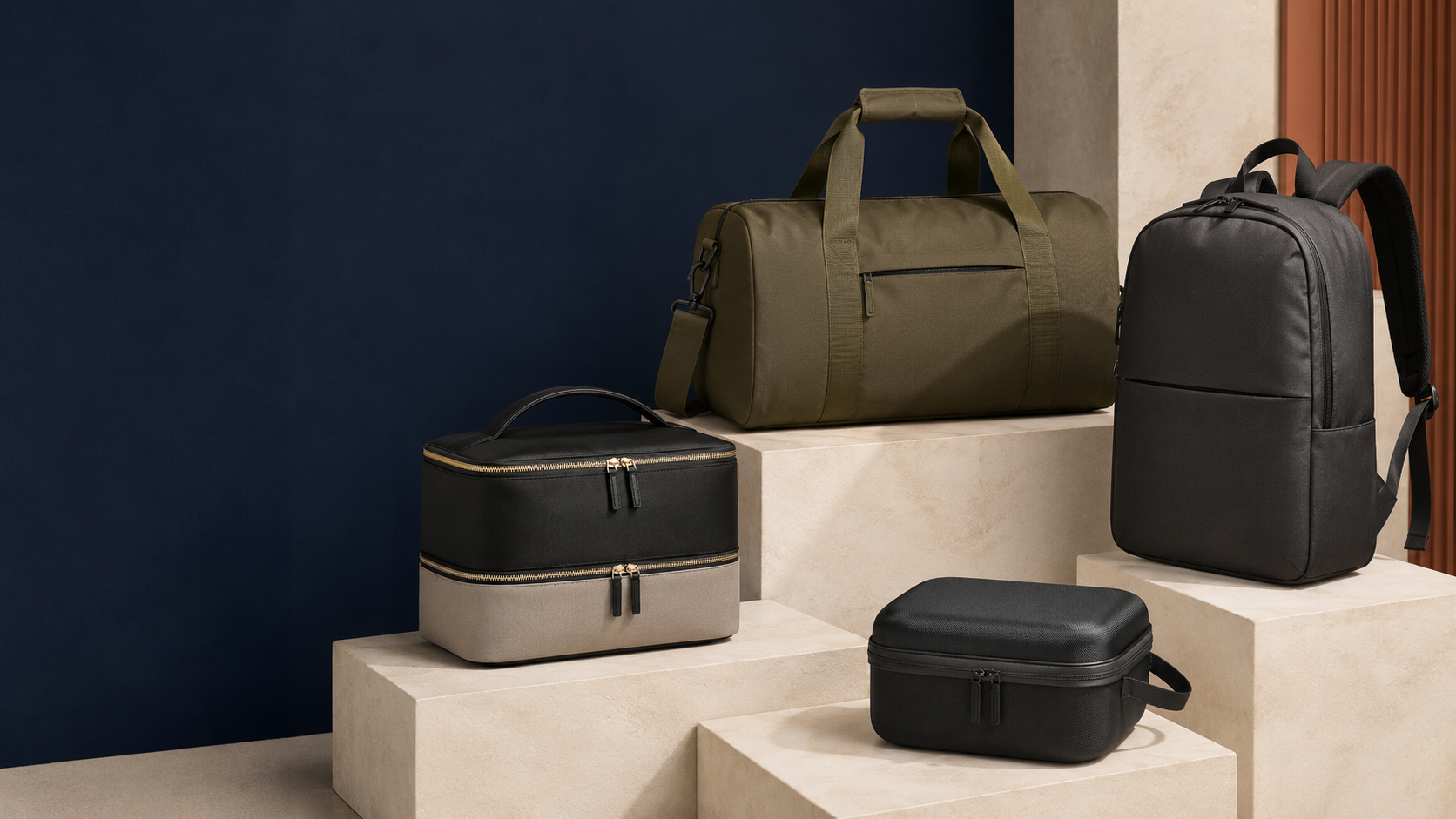 A premium custom cosmetic case, travel duffel, backpack and EVA case collection