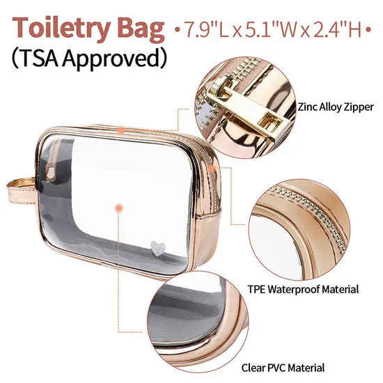 Custom Rose Gold Travel Cosmetic Bag product view 4