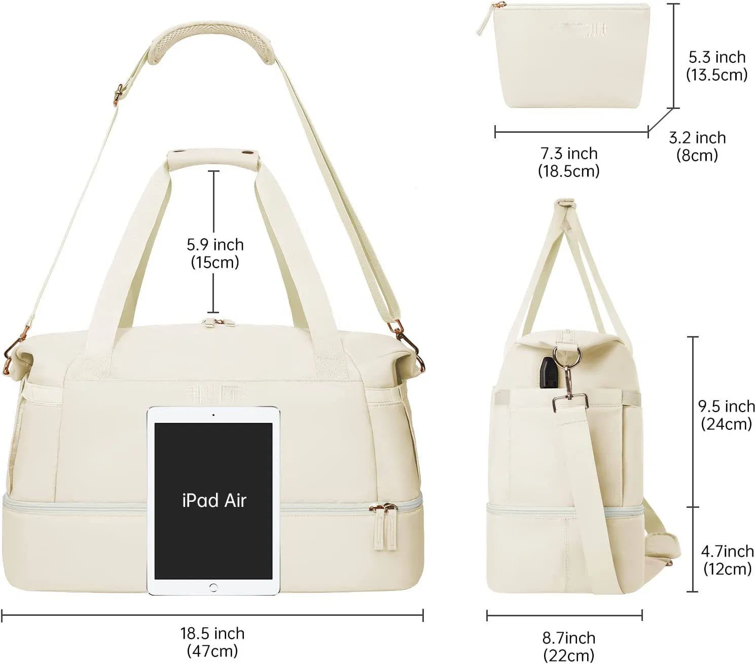 Custom USB Charging Travel Gym Bag view 4
