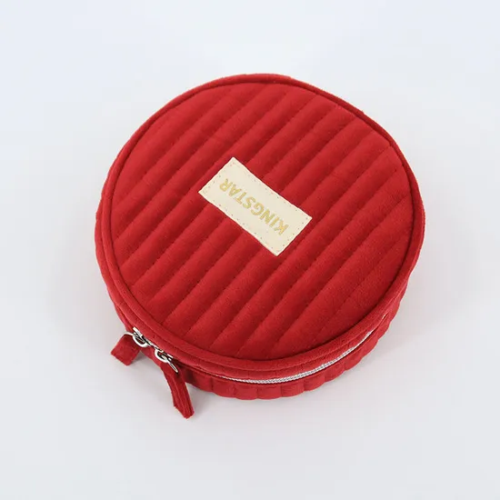 Custom red velvet cosmetic bag product view 5