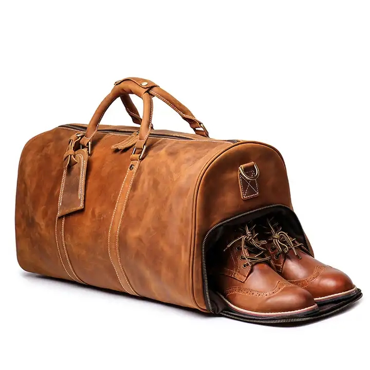 Custom Leather Carry-on Duffel Bag view 3