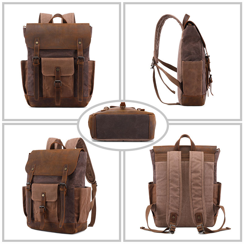 Custom Waxed Canvas Laptop Rucksack view 4