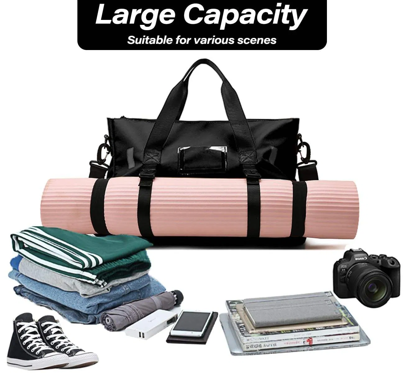 Custom Women's Yoga Duffel Bag view 5
