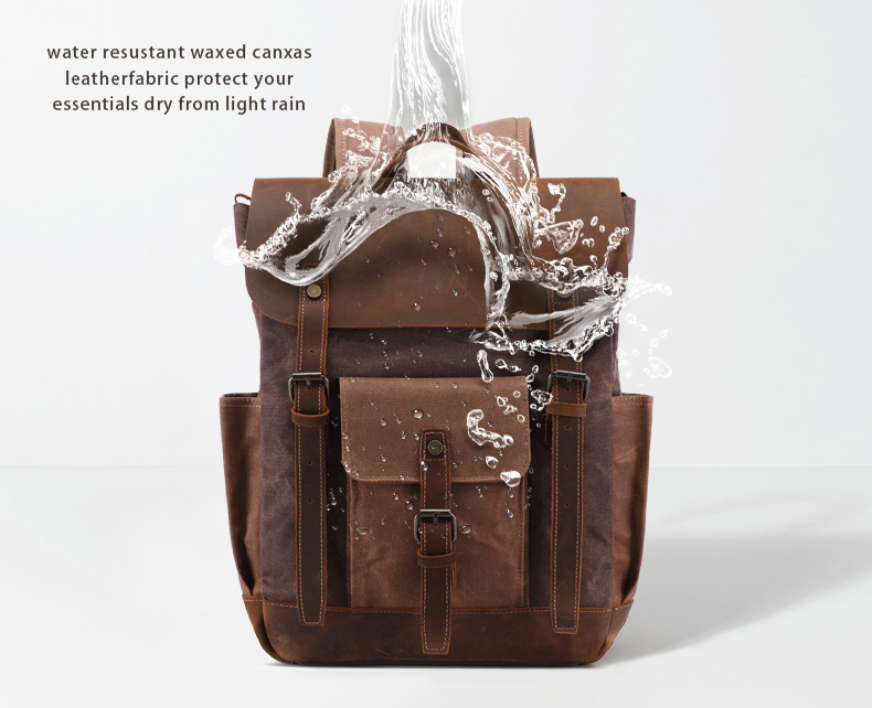 Custom Waxed Canvas Laptop Rucksack view 6