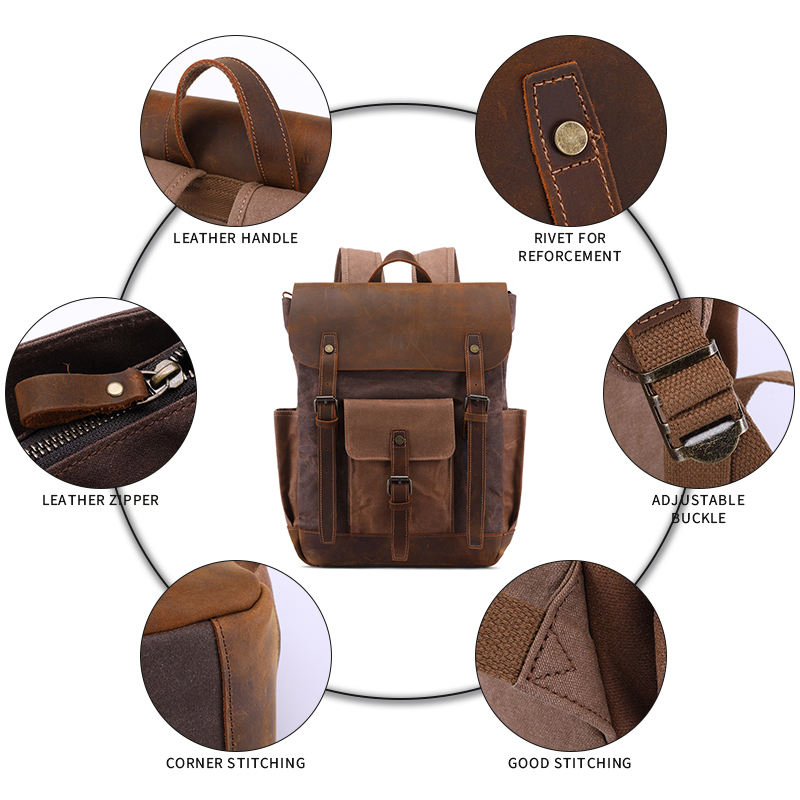 Custom Waxed Canvas Laptop Rucksack view 5