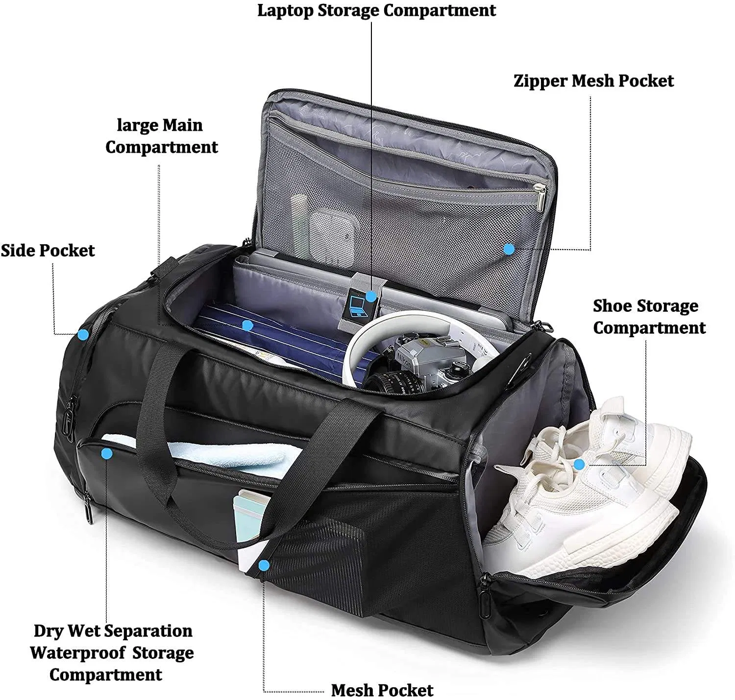 Custom Waterproof Shoe-Compartment Duffel view 2