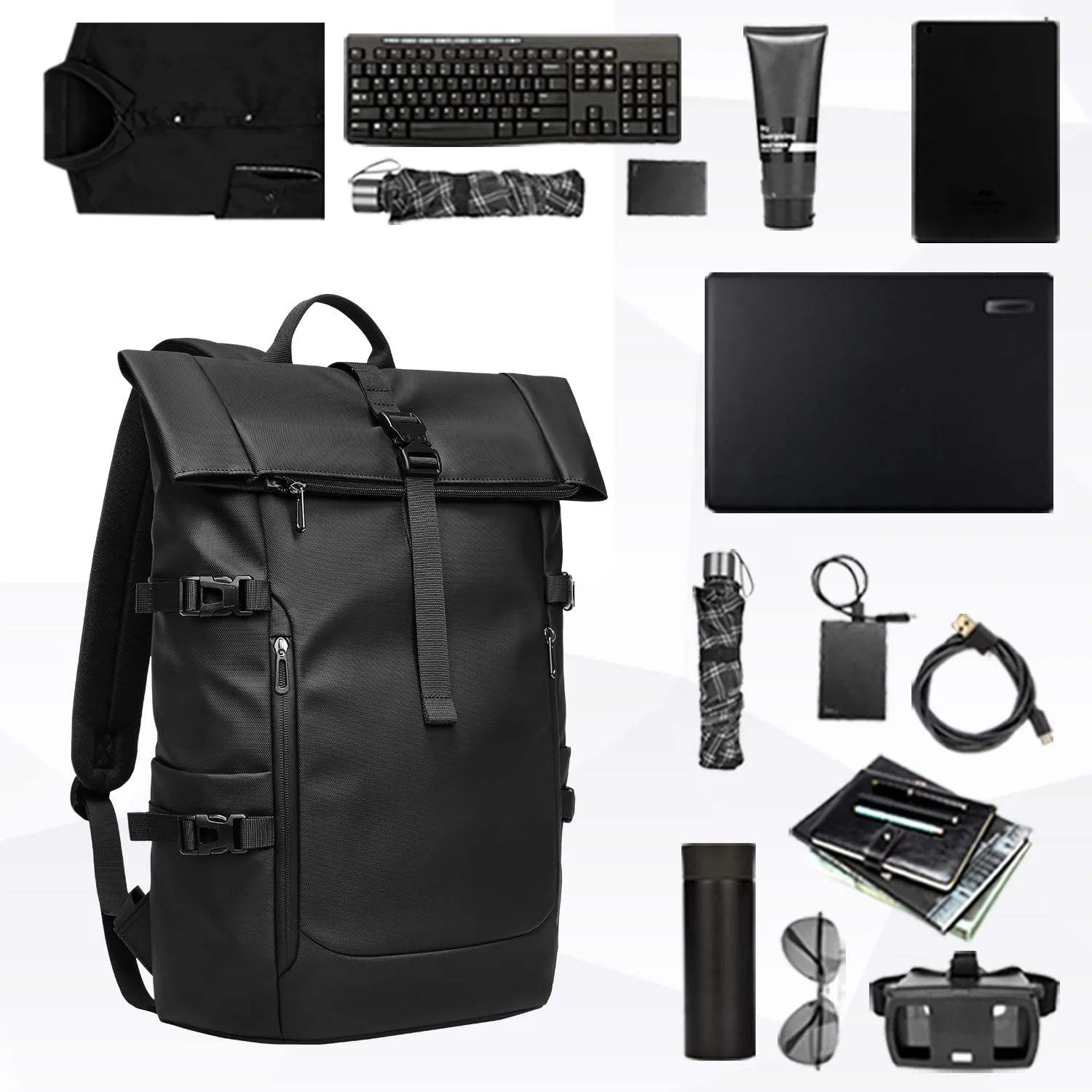 Custom Roll-Top Laptop Backpack view 4