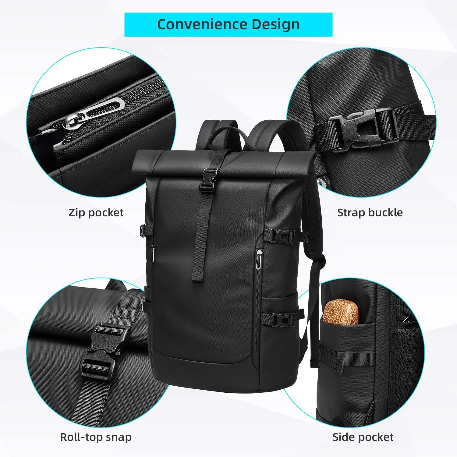 Custom Roll-Top Laptop Backpack view 3