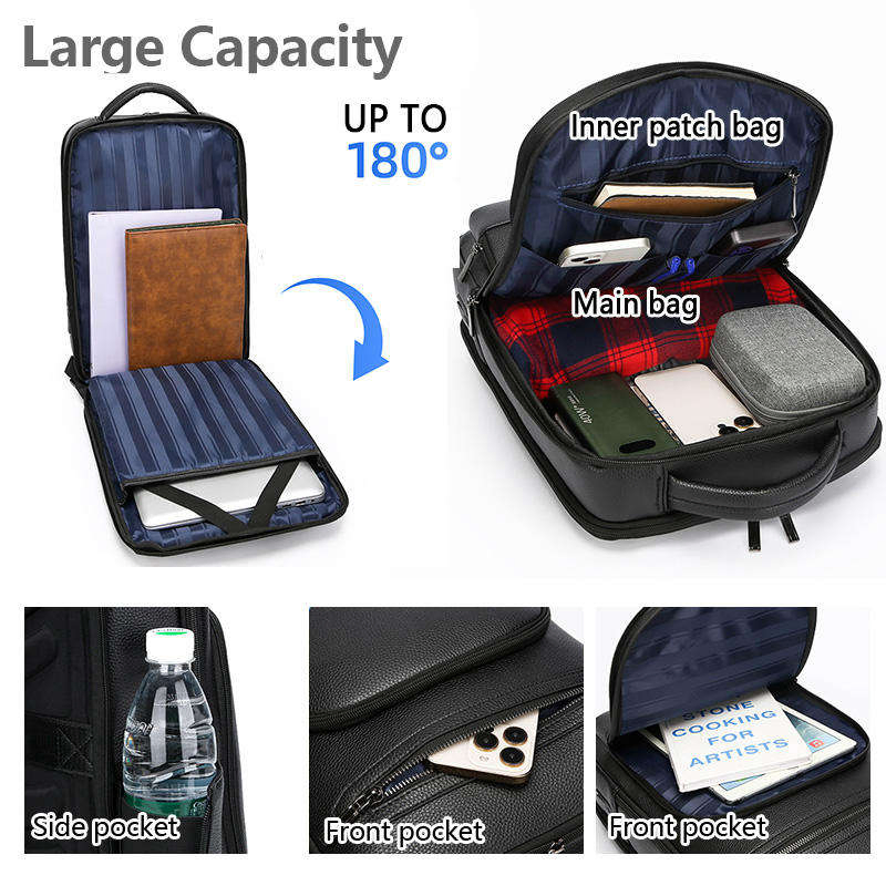 Custom USB PU Business Laptop Backpack view 4