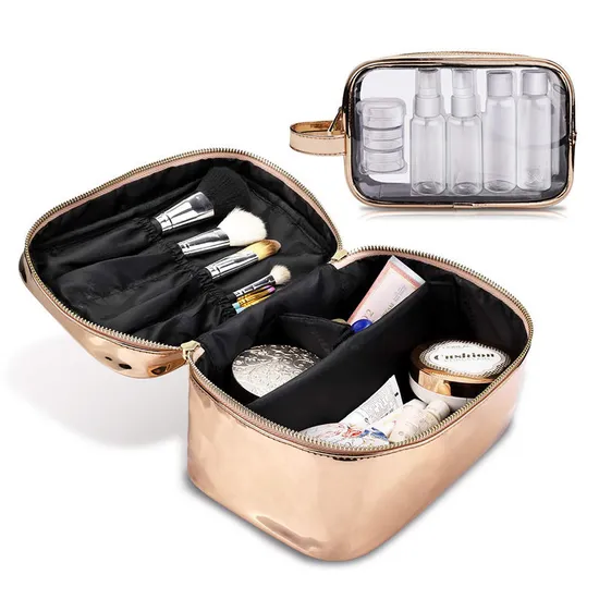 Custom Rose Gold Travel Cosmetic Bag product view 2