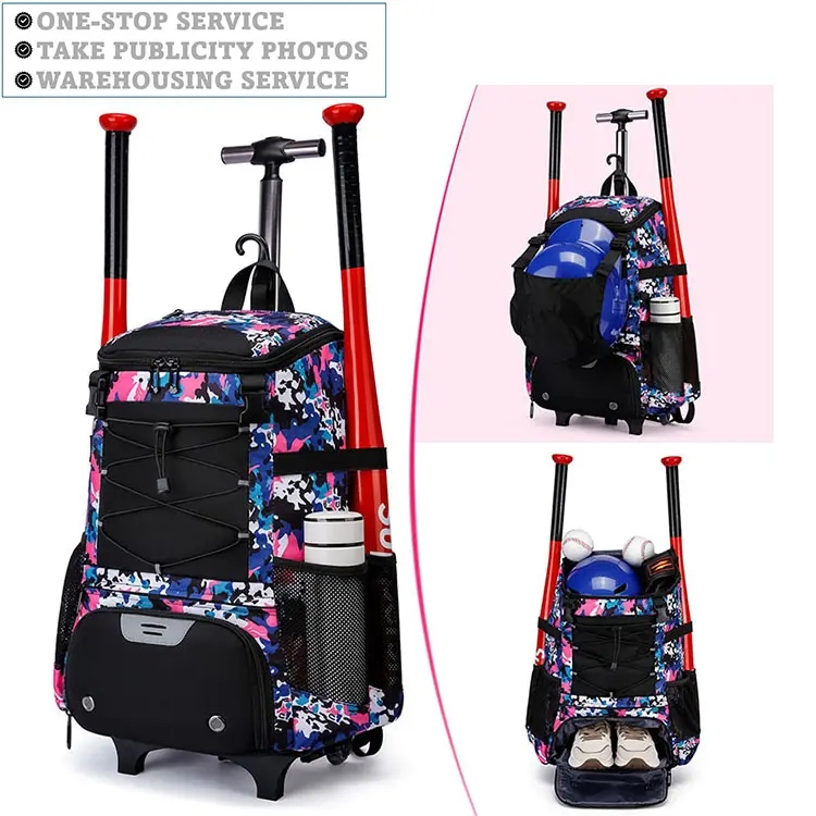 Custom Large Baseball Bat Roller Bag view 2