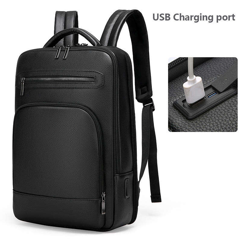 Custom USB PU Business Laptop Backpack view 6