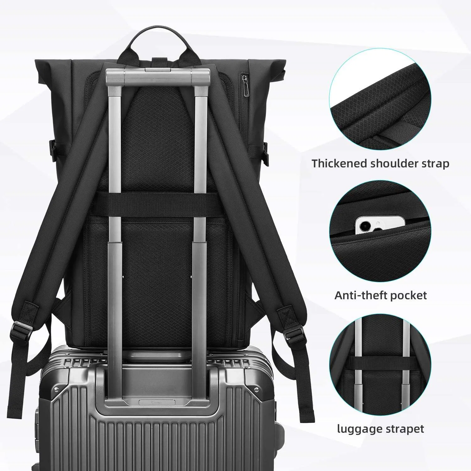 Custom Roll-Top Laptop Backpack view 5