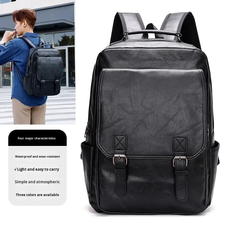 Custom Unisex PU Student Laptop Backpack view 2