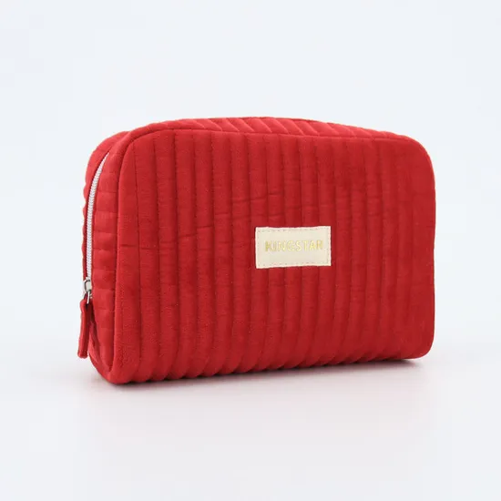 Custom red velvet cosmetic bag product view 3