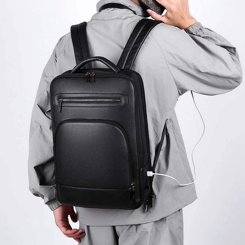Custom USB PU Business Laptop Backpack view 2