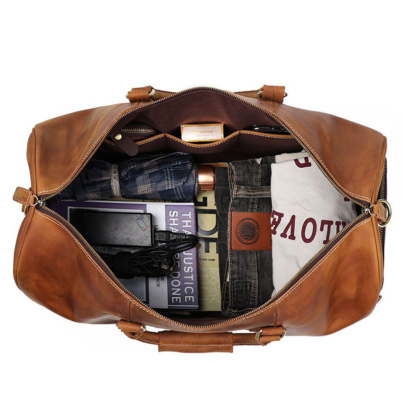 Custom Leather Carry-on Duffel Bag view 4