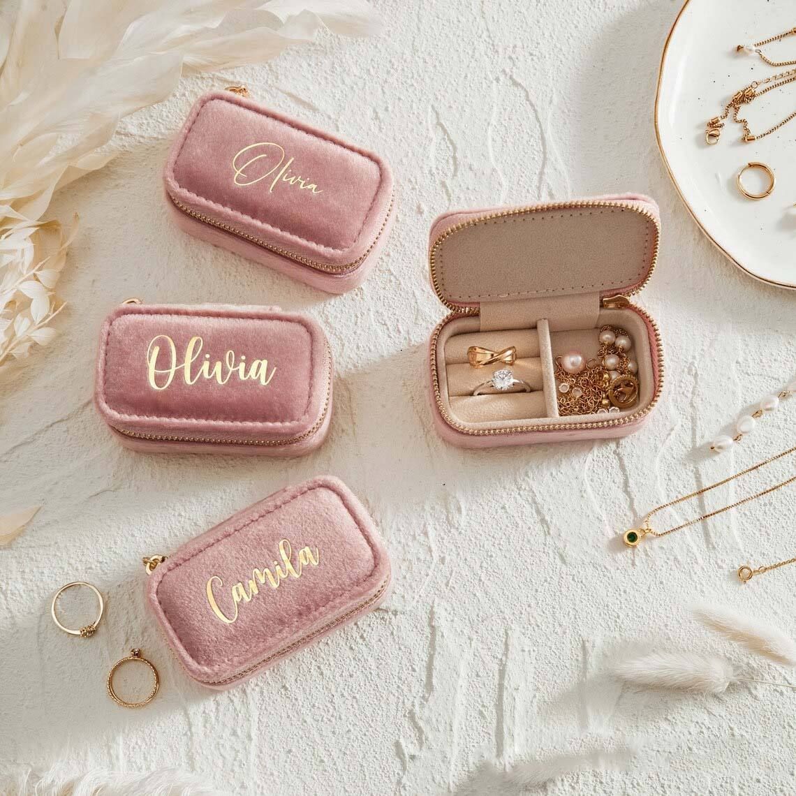 Custom Mini Velvet Zipper Jewelry Gift Box custom manufacturer reference