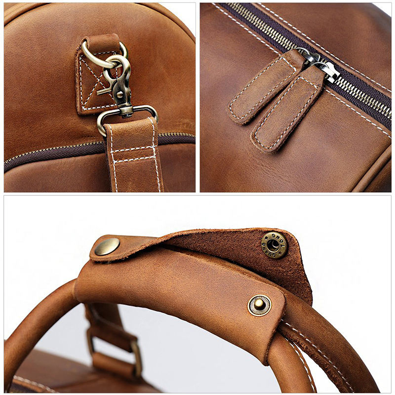 Custom Leather Carry-on Duffel Bag view 6