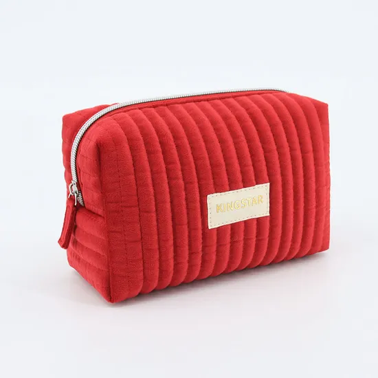 Custom red velvet cosmetic bag product view 4