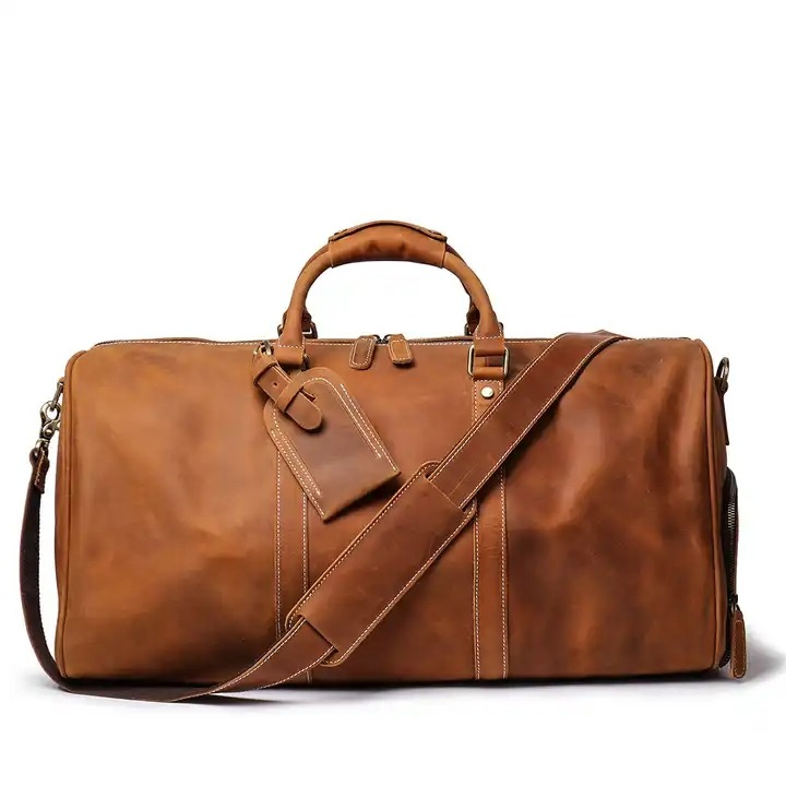 Custom Leather Carry-on Duffel Bag view 2