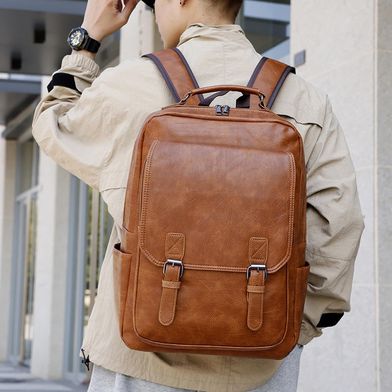 Custom Unisex PU Student Laptop Backpack view 3