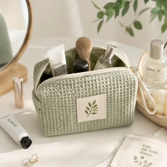 Custom waffle cosmetic pouch product view 5