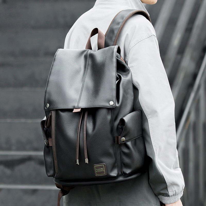 Custom Men's Drawstring PU Backpack view 2