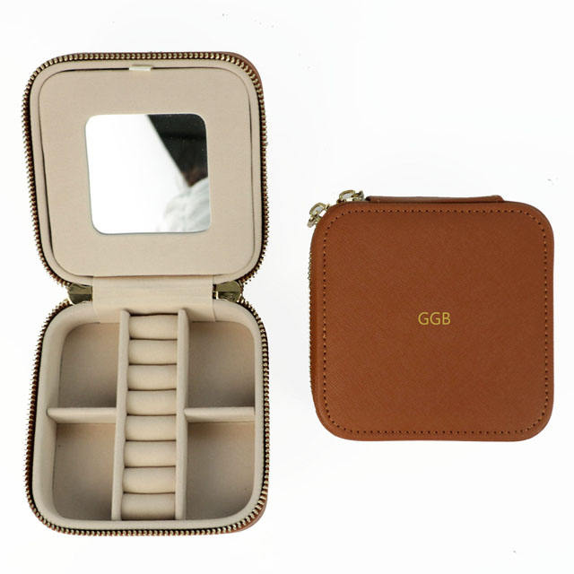 Custom Saffiano Jewelry Case with Mirror custom manufacturer reference