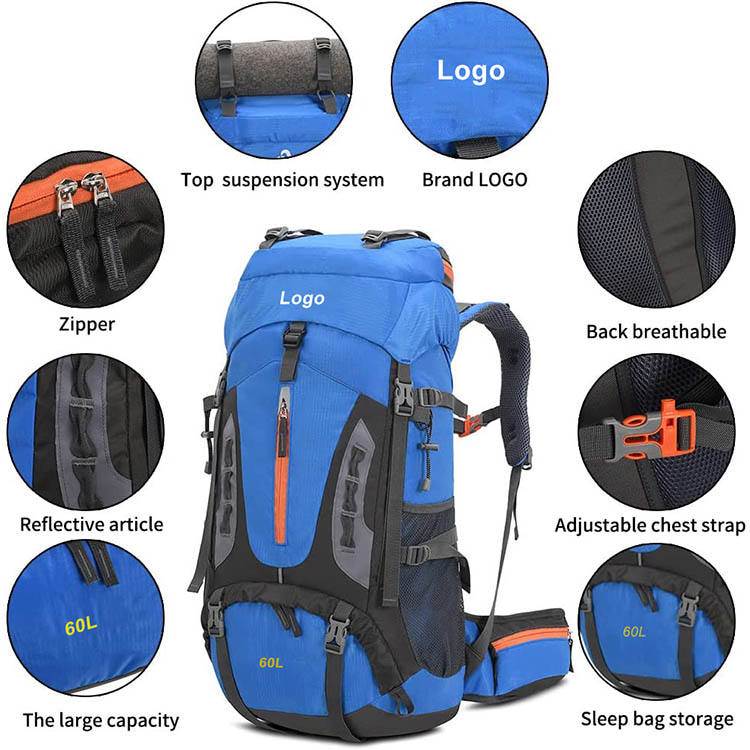 Custom 60L Hiking Backpack view 2