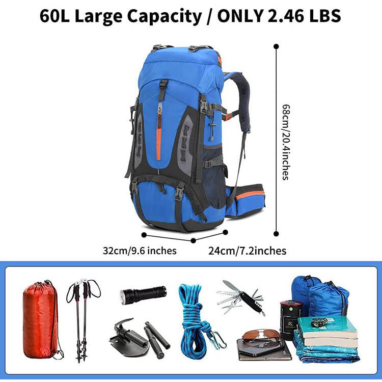 Custom 60L Hiking Backpack view 3