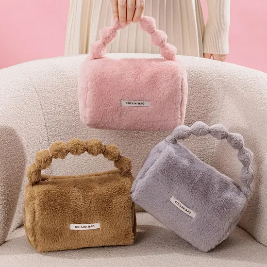 CR1370 Custom Plush Handle Cosmetic Bag